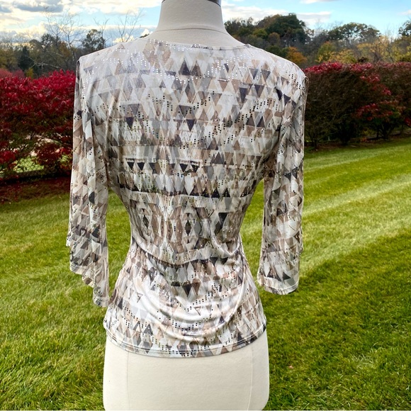 MSK V Neck Foil Knit Faux Wrap top size small - Picture 13 of 16